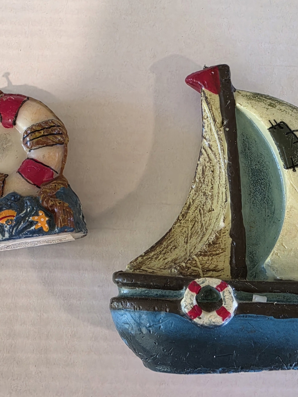 Candles Nautical Sailboat  in Blue, Cream & Red